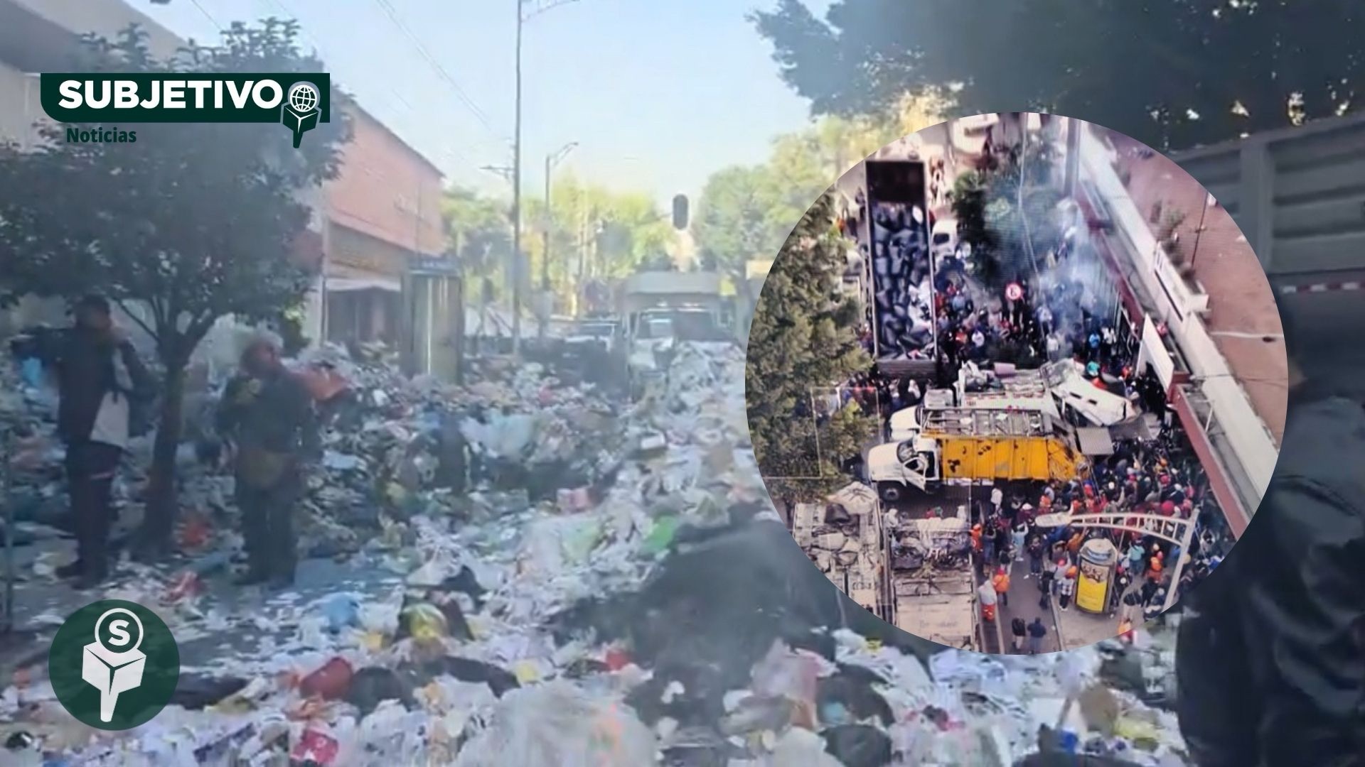 Protesta de trabajadores de limpia escala en el Centro de la CDMX