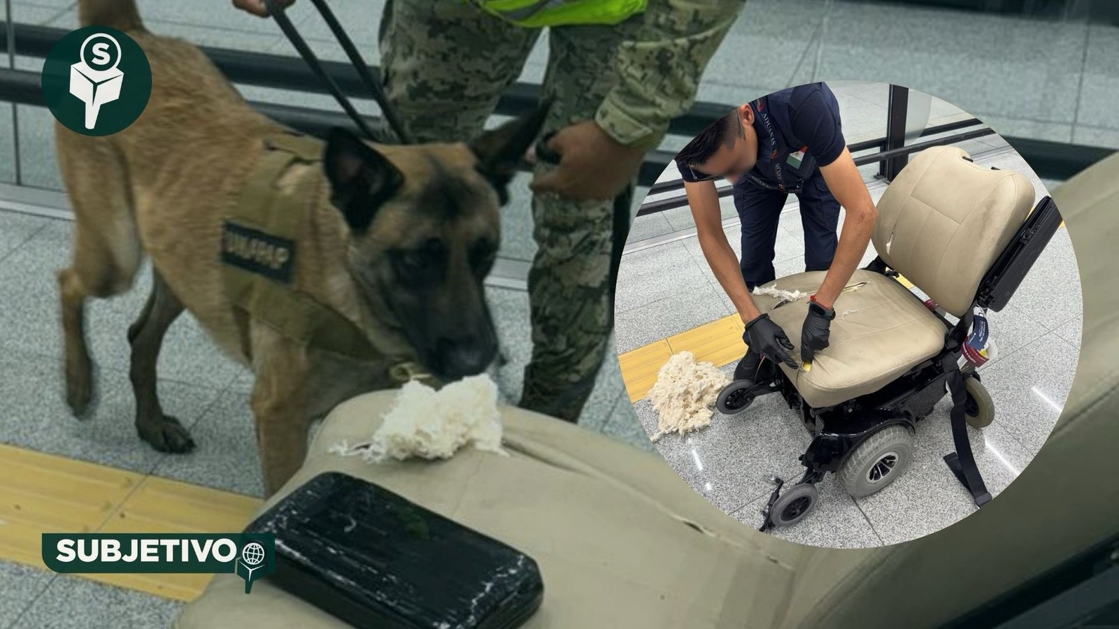 Aseguran 8.8 kilos de cocaína en silla de ruedas en AICM