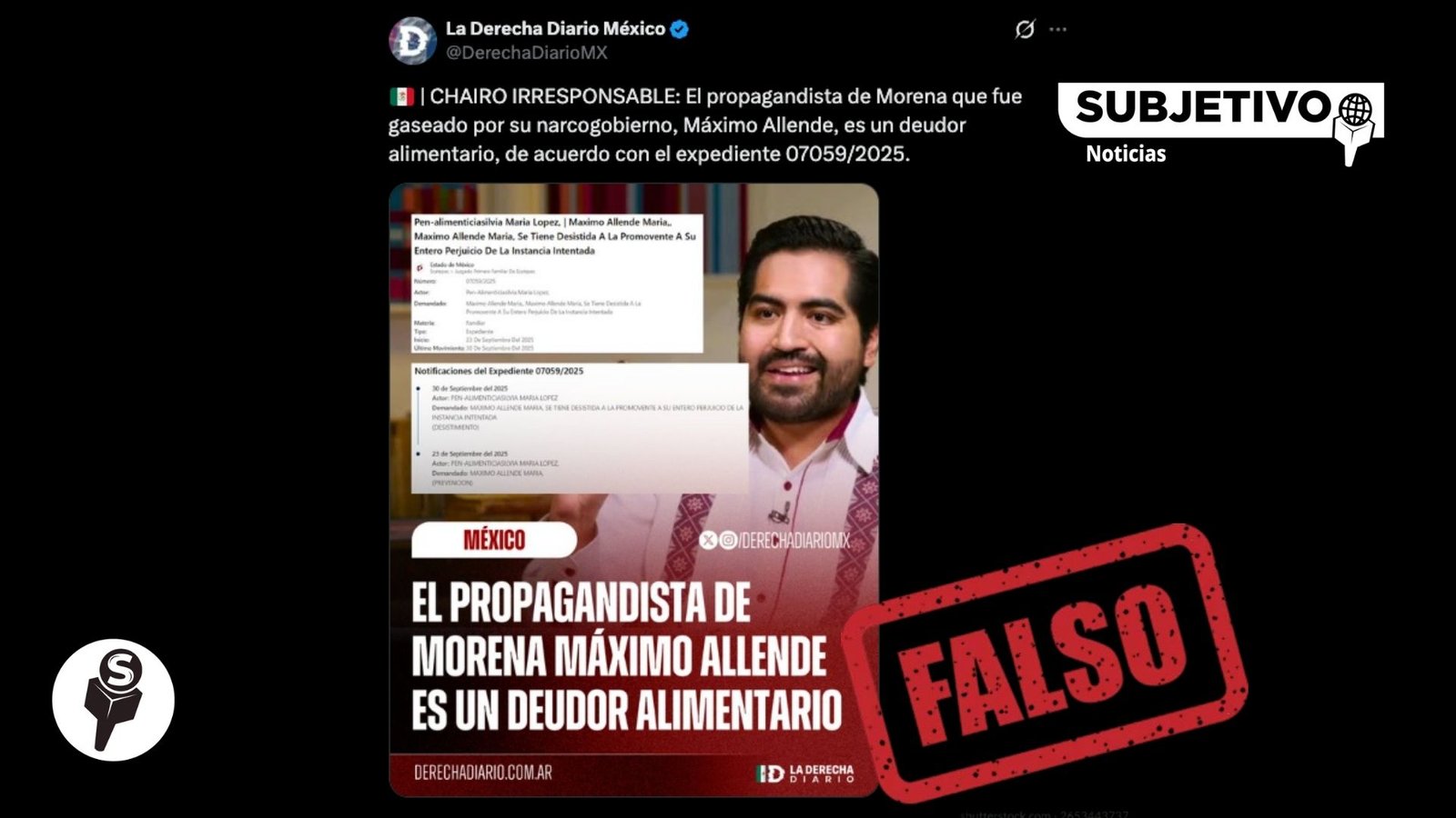 Máximo Allende demanda a La Derecha Diario por daño moral; lo acusaron falsamente de ser deudor alimentario