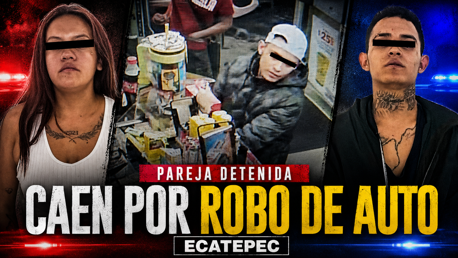 Detienen a pareja por robo de auto en Ecatepec