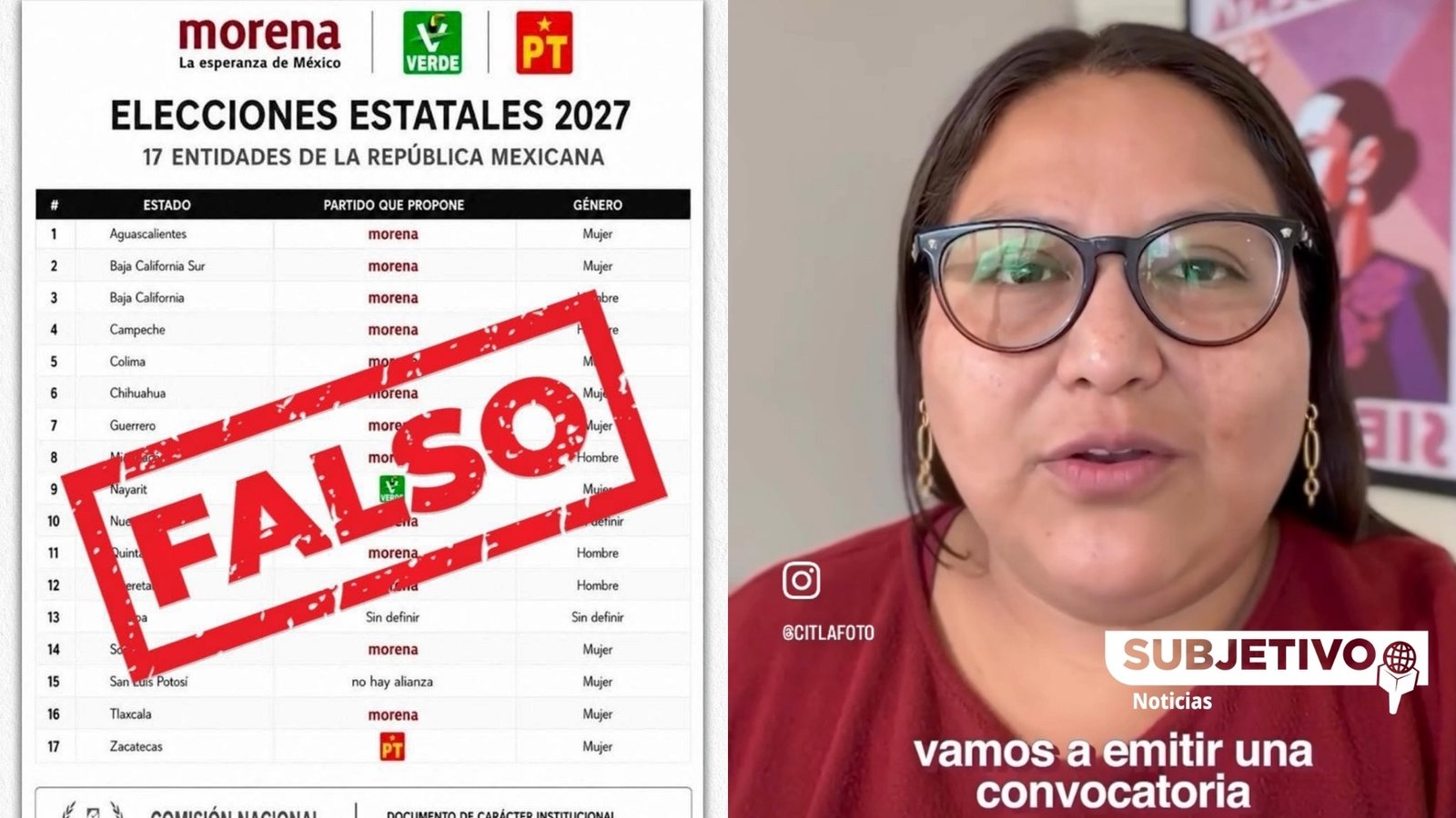 Citlalli Hernández desmiente lista filtrada de candidaturas para 2027