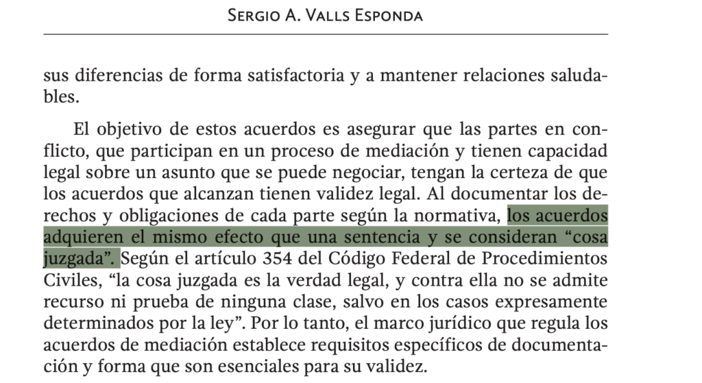 Fragmento del texto "Ley General de Mecanismos Alternativos de Solución de Controversias" citado en esta nota.