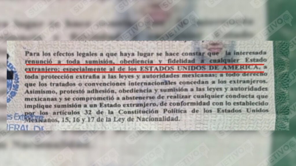 Certificado de Nacionalidad Mexicana por Nacimiento obtenido por subjetivo